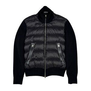 TOM FORD Ultimate Quilted Down Jacket Black Leather Accents Size 50